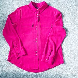 Luxurious Hot Pink Button Up Blouse, Size M